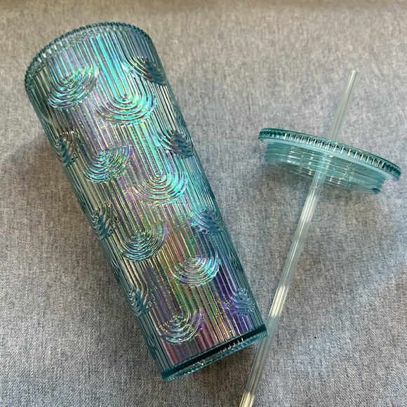 Starbucks Mermaid Green Iridescent Rainbow Clear Venti Tumbler 24oz Cup New